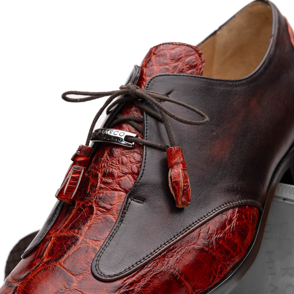 Marco Di Milano Anzio Black Cherry Alligator & Calfskin Dress Shoes - Dudes Boutique