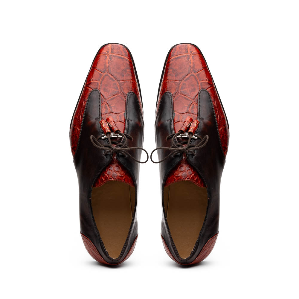 Marco Di Milano Anzio Black Cherry Alligator & Calfskin Dress Shoes - Dudes Boutique