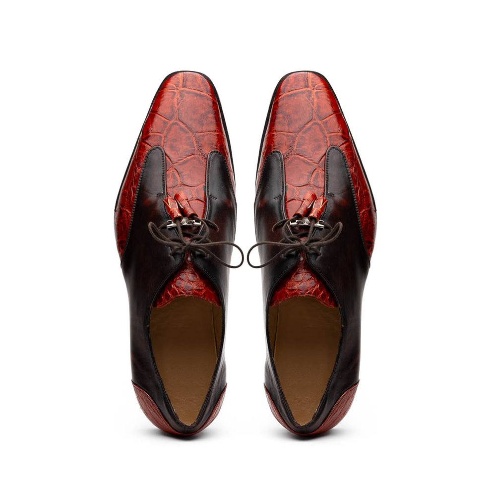 Marco Di Milano Anzio Cognac Alligator & Calfskin Dress Shoes - Dudes Boutique