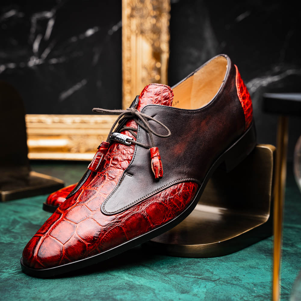 Marco Di Milano Anzio Black Cherry Alligator & Calfskin Dress Shoes - Dudes Boutique