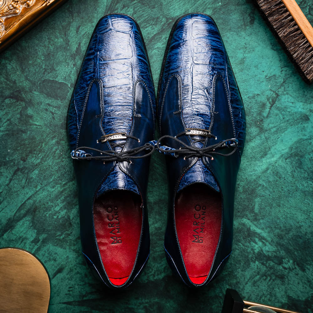Marco Di Milano Anzio Navy Alligator & Calfskin Dress Shoes - Dudes Boutique