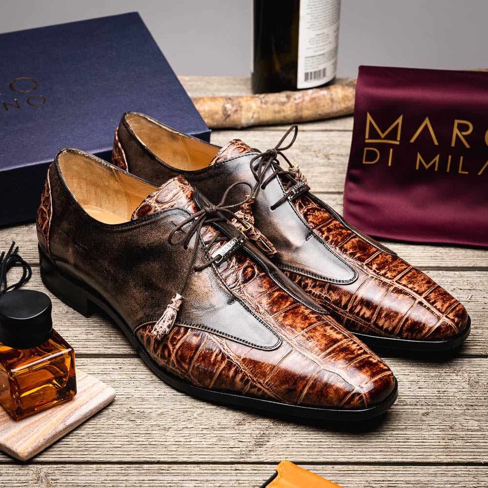 Marco Di Milano Anzio Orix Brown Alligator & Calfskin Dress Shoes - Dudes Boutique