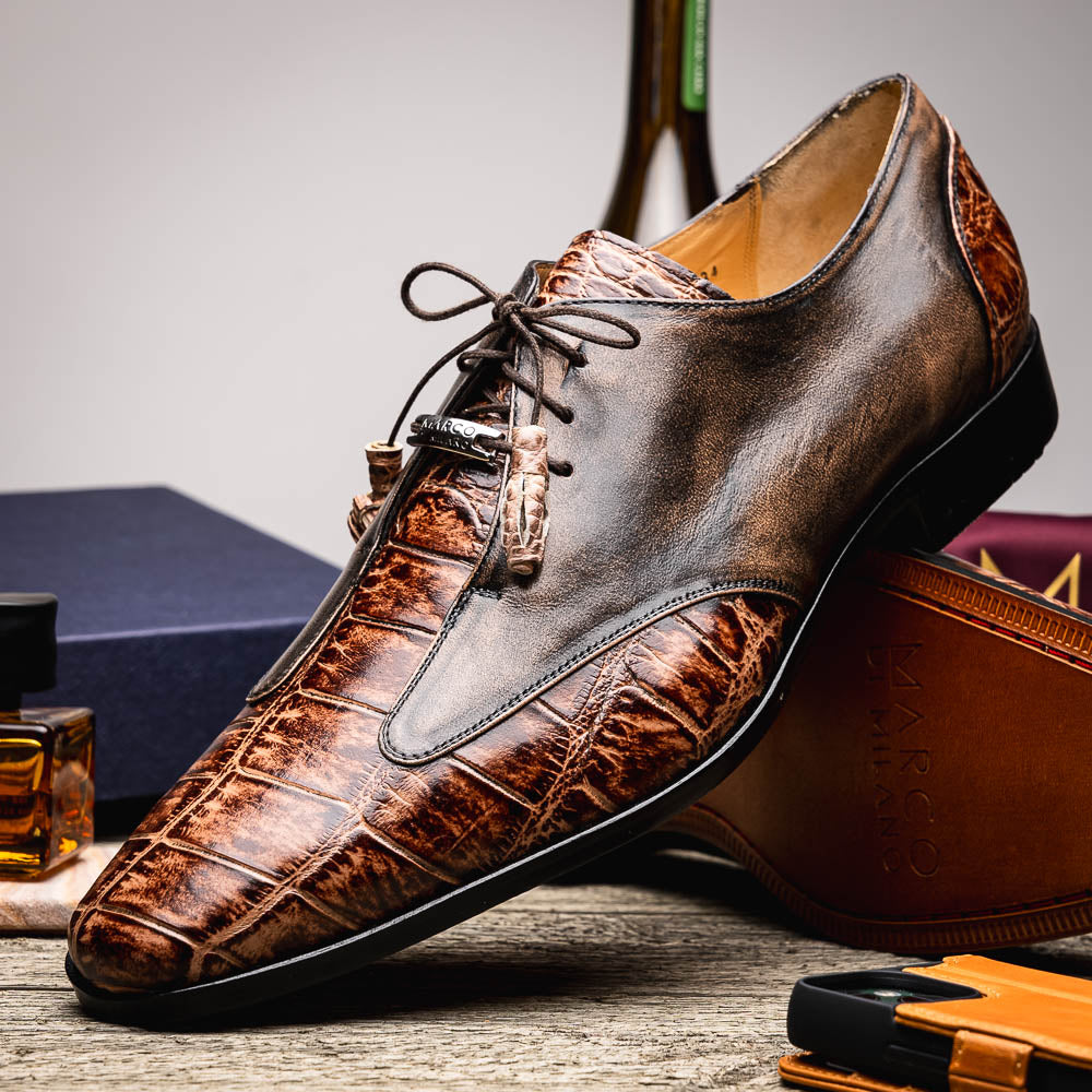 Marco Di Milano Anzio Orix Brown Alligator & Calfskin Dress Shoes - Dudes Boutique