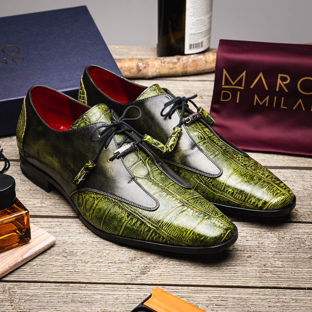 Marco Di Milano Anzio Green Alligator & Calfskin Dress Shoes - Dudes Boutique