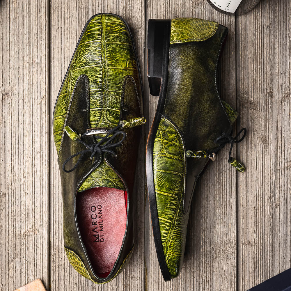 Marco Di Milano Anzio Green Alligator & Calfskin Dress Shoes - Dudes Boutique