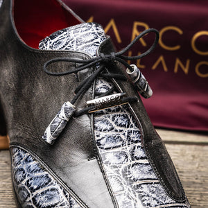 Marco Di Milano Anzio Gray Alligator & Calfskin Dress Shoes - Dudes Boutique