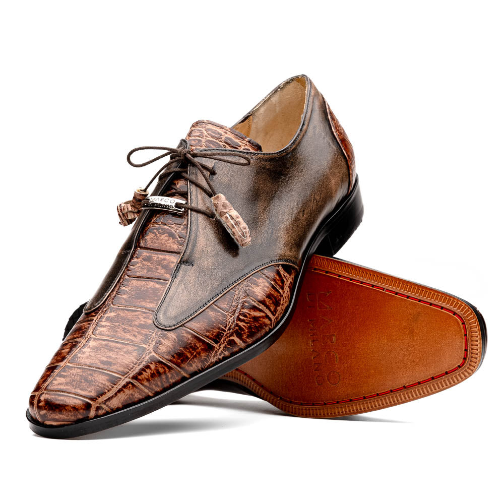 Marco Di Milano Anzio Orix Brown Alligator & Calfskin Dress Shoes - Dudes Boutique