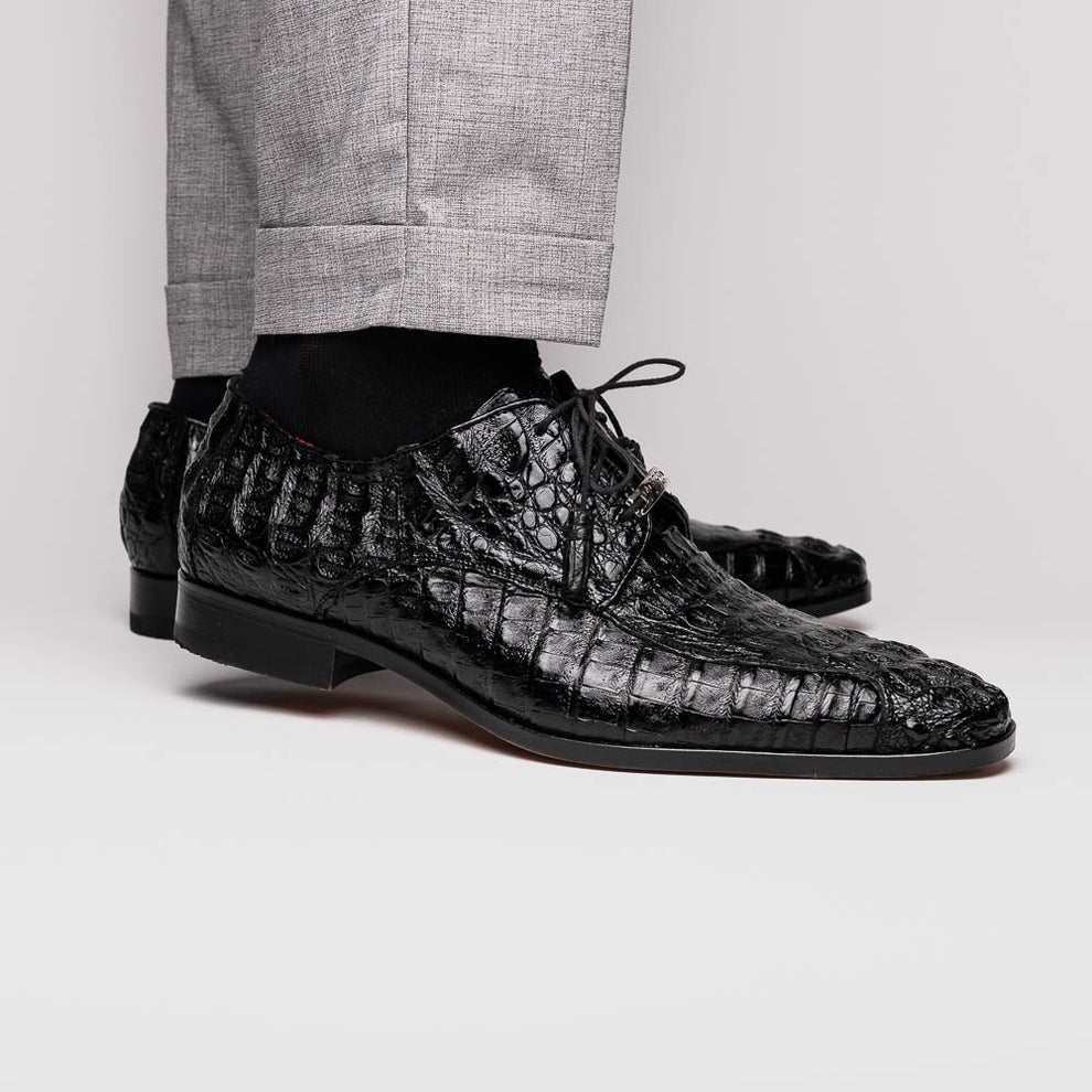 Marco Di Milano Apricena Black Caiman Crocodile Dress Shoes - Dudes Boutique