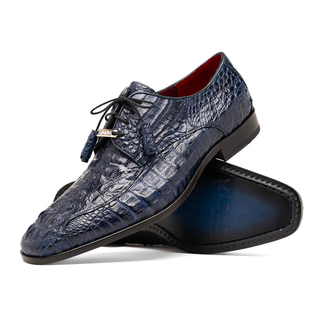 Marco Di Milano Apricena Midnight Blue Caiman Crocodile Dress Shoes - Dudes Boutique