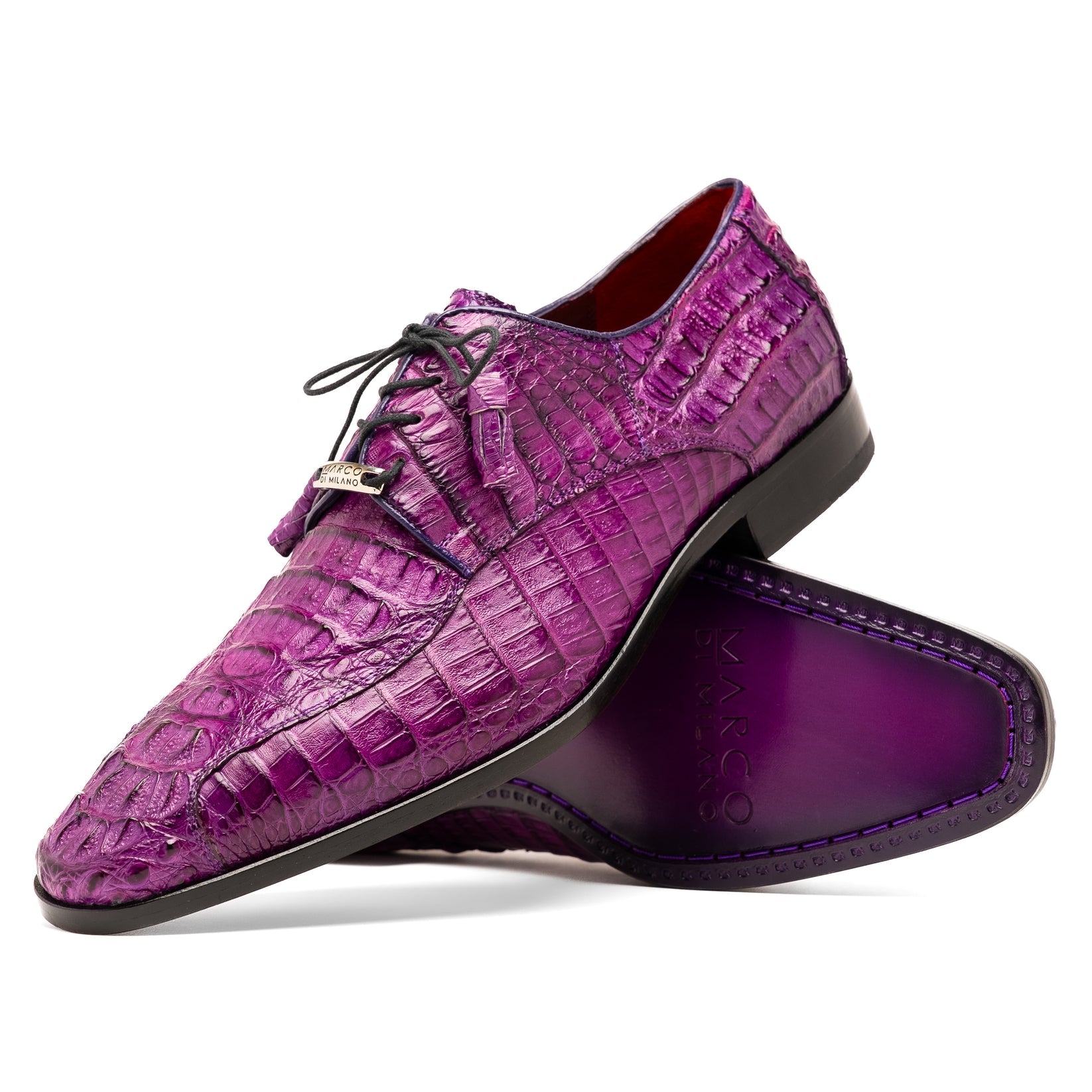 Marco Di Milano Apricena Purple Caiman Crocodile Dress Shoes - Dudes Boutique