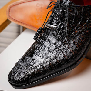 Marco Di Milano Apricena Black Caiman Crocodile Dress Shoes - Dudes Boutique