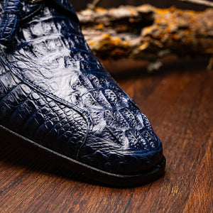 Marco Di Milano Apricena Midnight Blue Caiman Crocodile Dress Shoes - Dudes Boutique