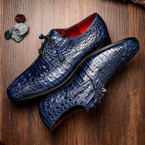 Marco Di Milano Apricena Midnight Blue Caiman Crocodile Dress Shoes - Dudes Boutique