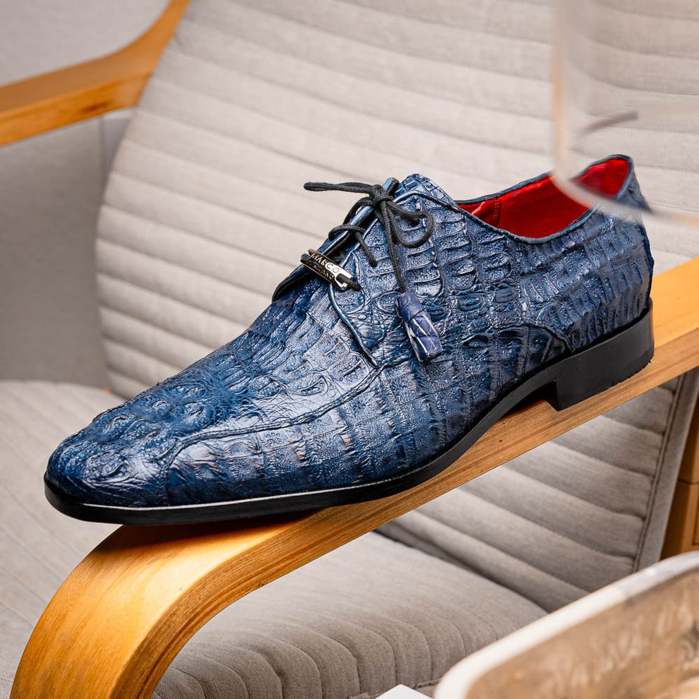 Marco Di Milano Apricena Navy Caiman Crocodile Dress Shoes - Dudes Boutique