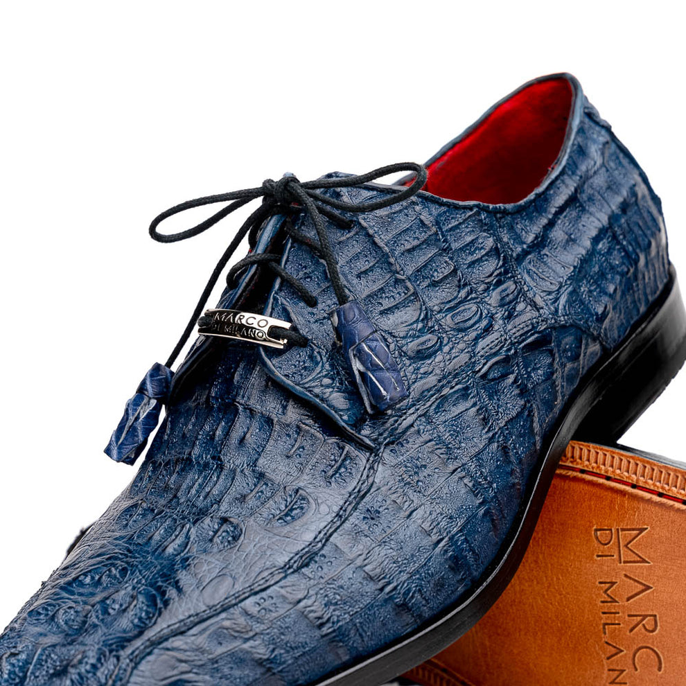 Marco Di Milano Apricena Navy Caiman Crocodile Dress Shoes - Dudes Boutique