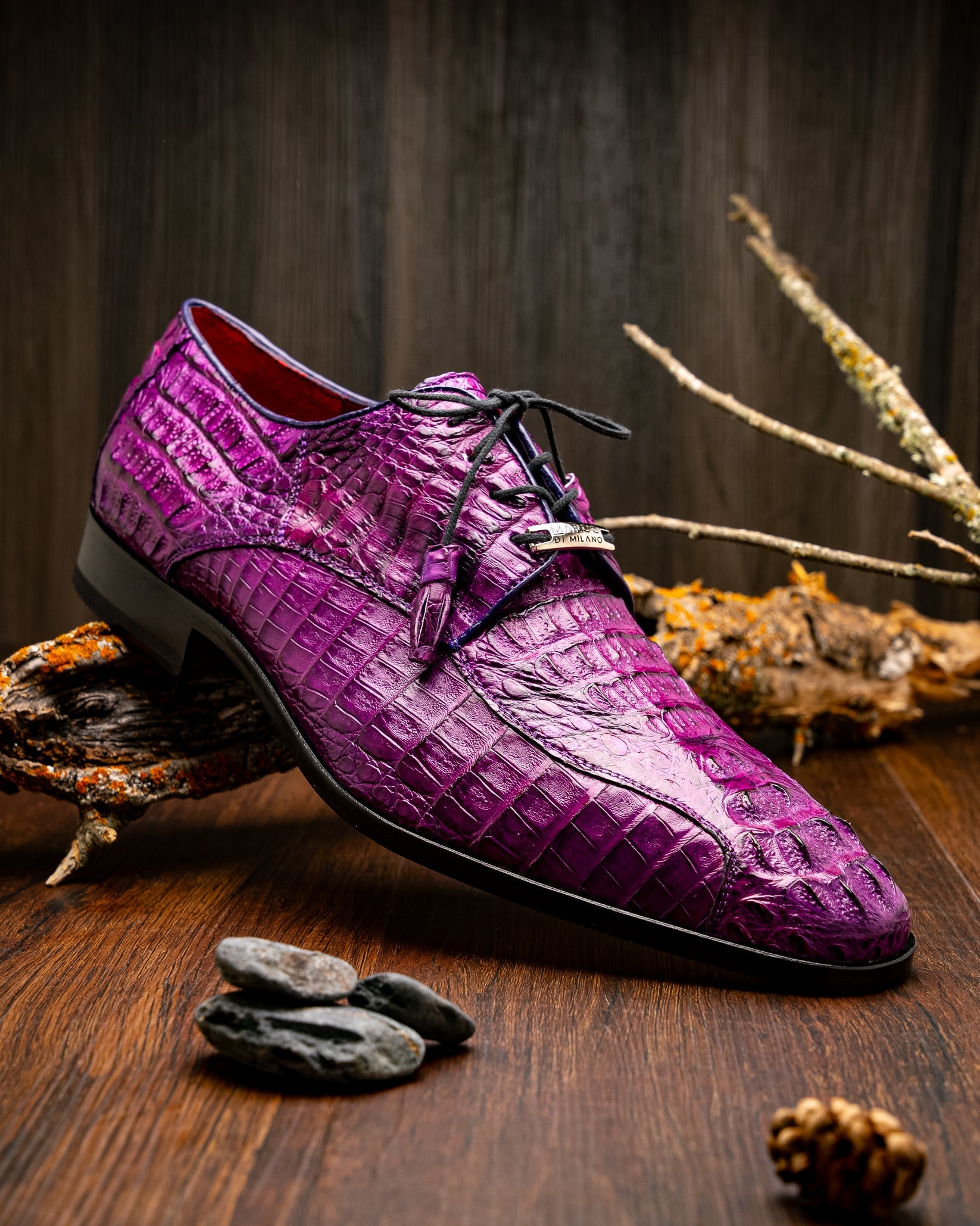 Marco Di Milano Apricena Purple Caiman Crocodile Dress Shoes - Dudes Boutique