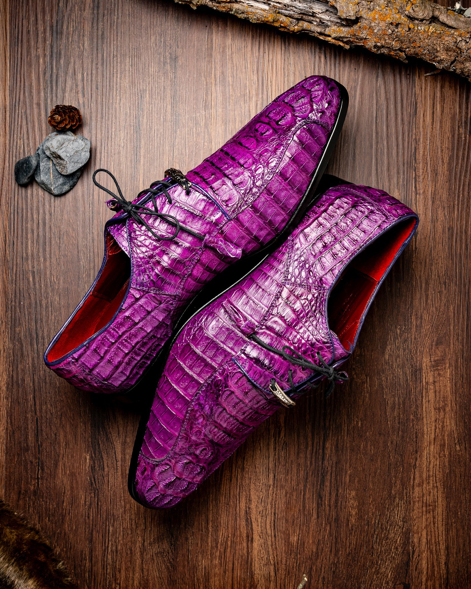 Marco Di Milano Apricena Purple Caiman Crocodile Dress Shoes - Dudes Boutique