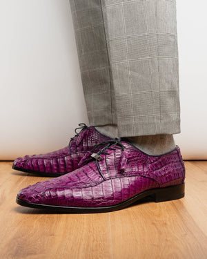 Marco Di Milano Apricena Purple Caiman Crocodile Dress Shoes - Dudes Boutique