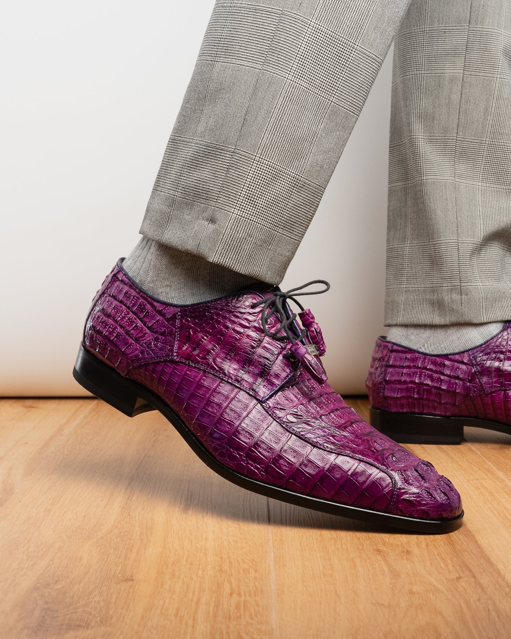 Marco Di Milano Apricena Purple Caiman Crocodile Dress Shoes - Dudes Boutique