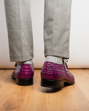 Marco Di Milano Apricena Purple Caiman Crocodile Dress Shoes - Dudes Boutique