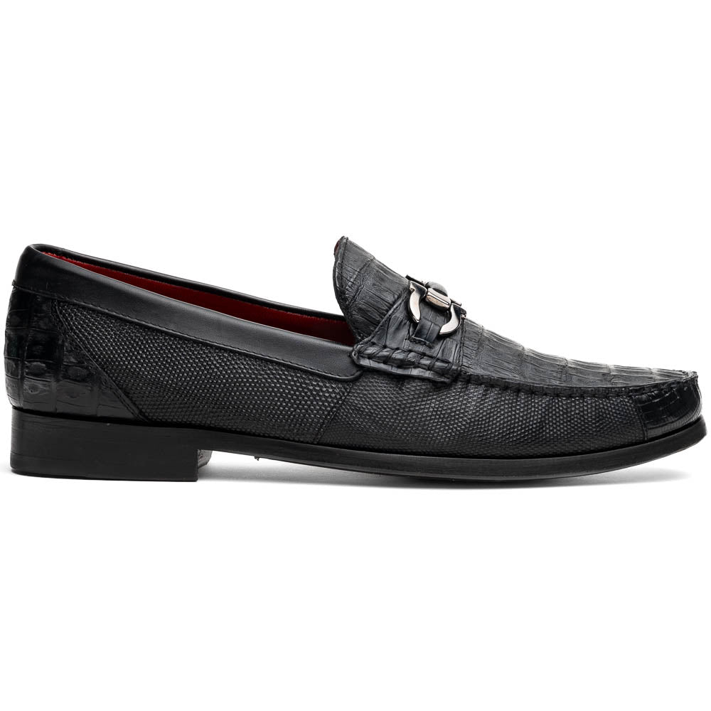 Marco Di Milano Adro Black Caiman Crocodile / Lizard Bit Loafers - Dudes Boutique