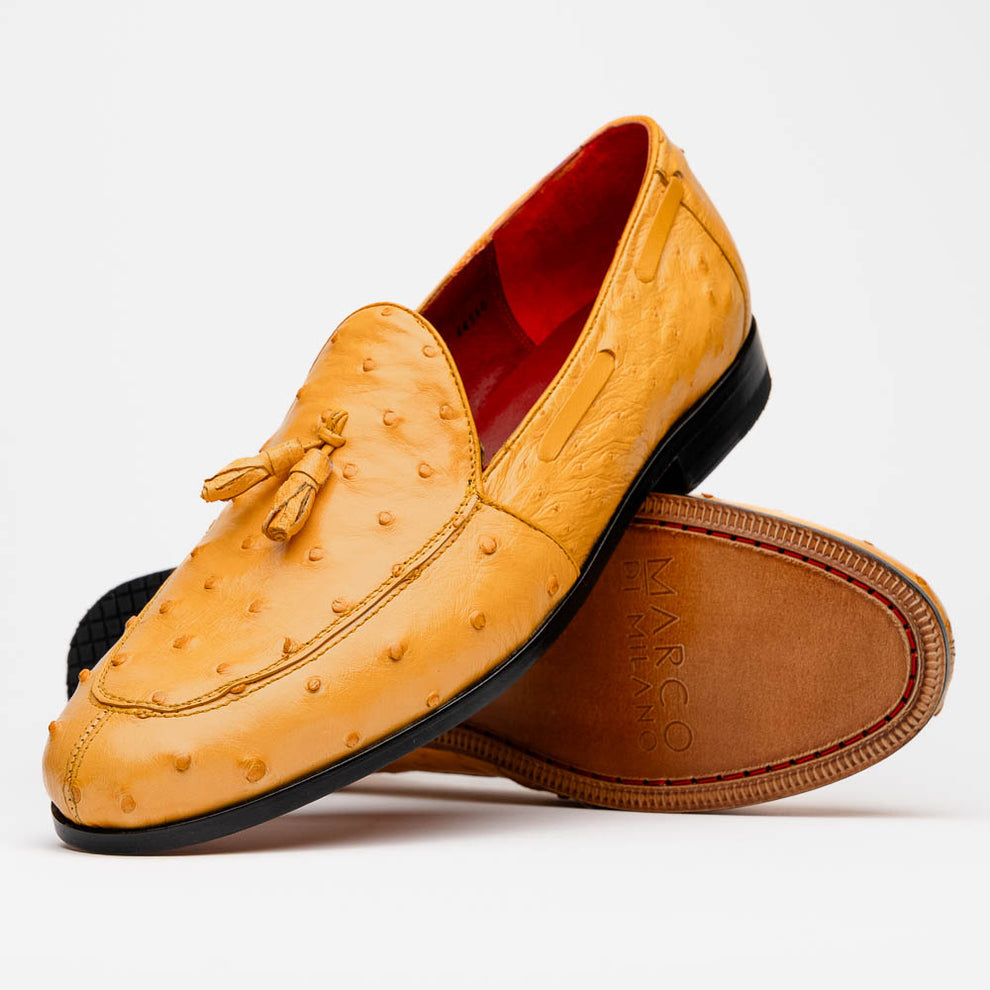 Marco Di Milano Aubiere Buttercup Ostrich Quill Tassel Loafers - Dudes Boutique