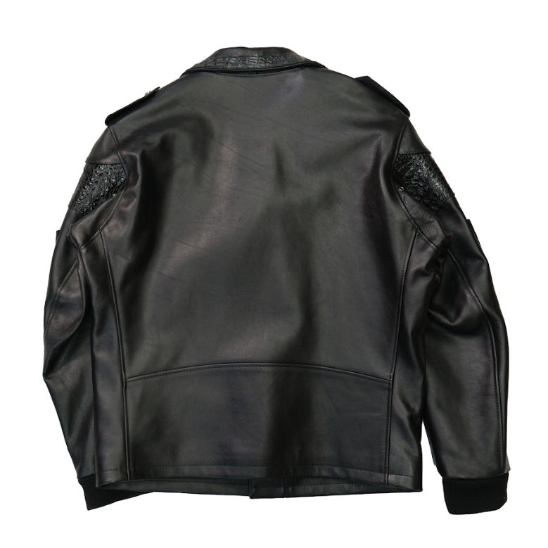 Kashani Black Alligator / Lambskin Motorcycle Jacket - Dudes Boutique