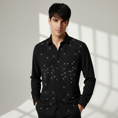 Dazzling Dapper Button-Up Shirt BLACK/BLACK