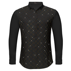 Electric Aura Button-Up Shirt BLACK/GOLD - Dudes Boutique