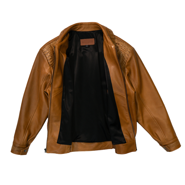 Kashani Buttercup Alligator Lined Lambskin Bomber Jacket - Dudes Boutique