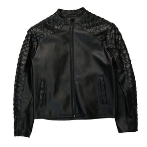 Kashani Black Pirarucu Fish Lined Lambskin Jacket - Dudes Boutique