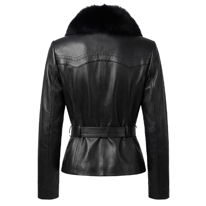 Kashani 6132 black ladies lambskin leather jacket