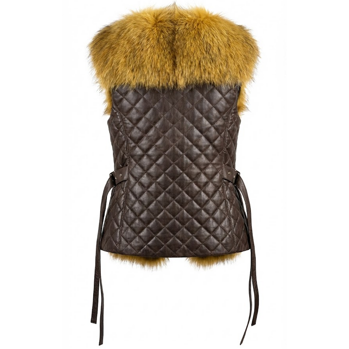 Kashani women's yellow fox fur quilted vest
