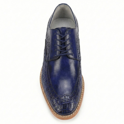 Giovanni cobalt blue embossed alligator leather dress shoes