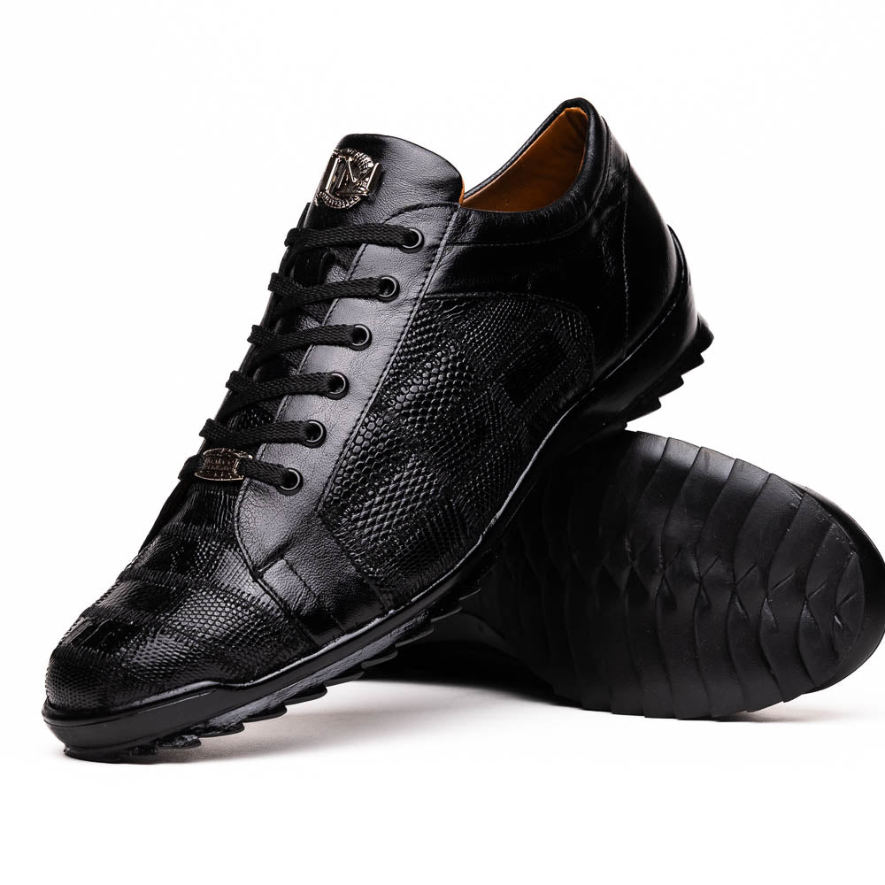 Marco Di Milano Bari Black Lizard Patchwork Leather Sneakers - Dudes Boutique