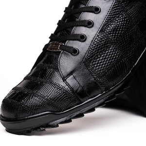 Marco Di Milano Bari Black Lizard Patchwork Leather Sneakers - Dudes Boutique