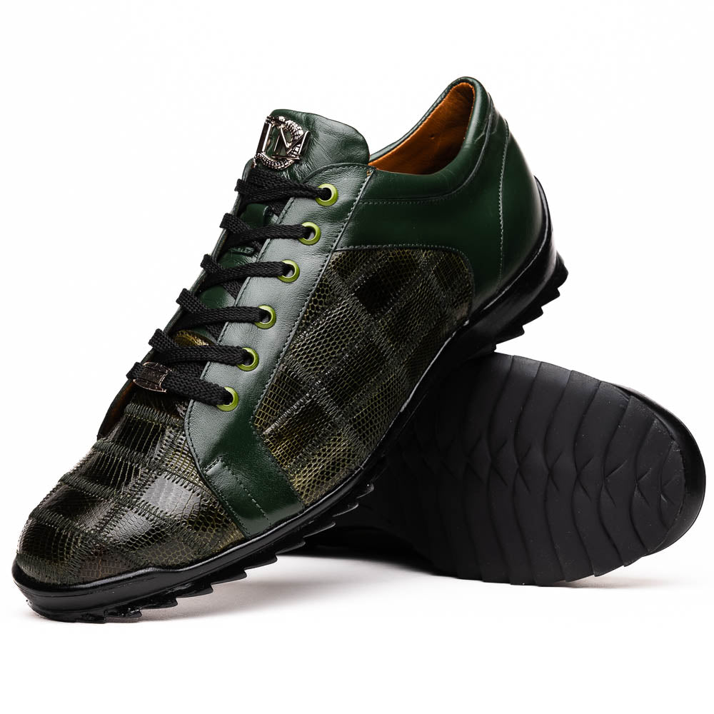 Marco Di Milano Bari Green Lizard Patchwork Leather Sneakers - Dudes Boutique