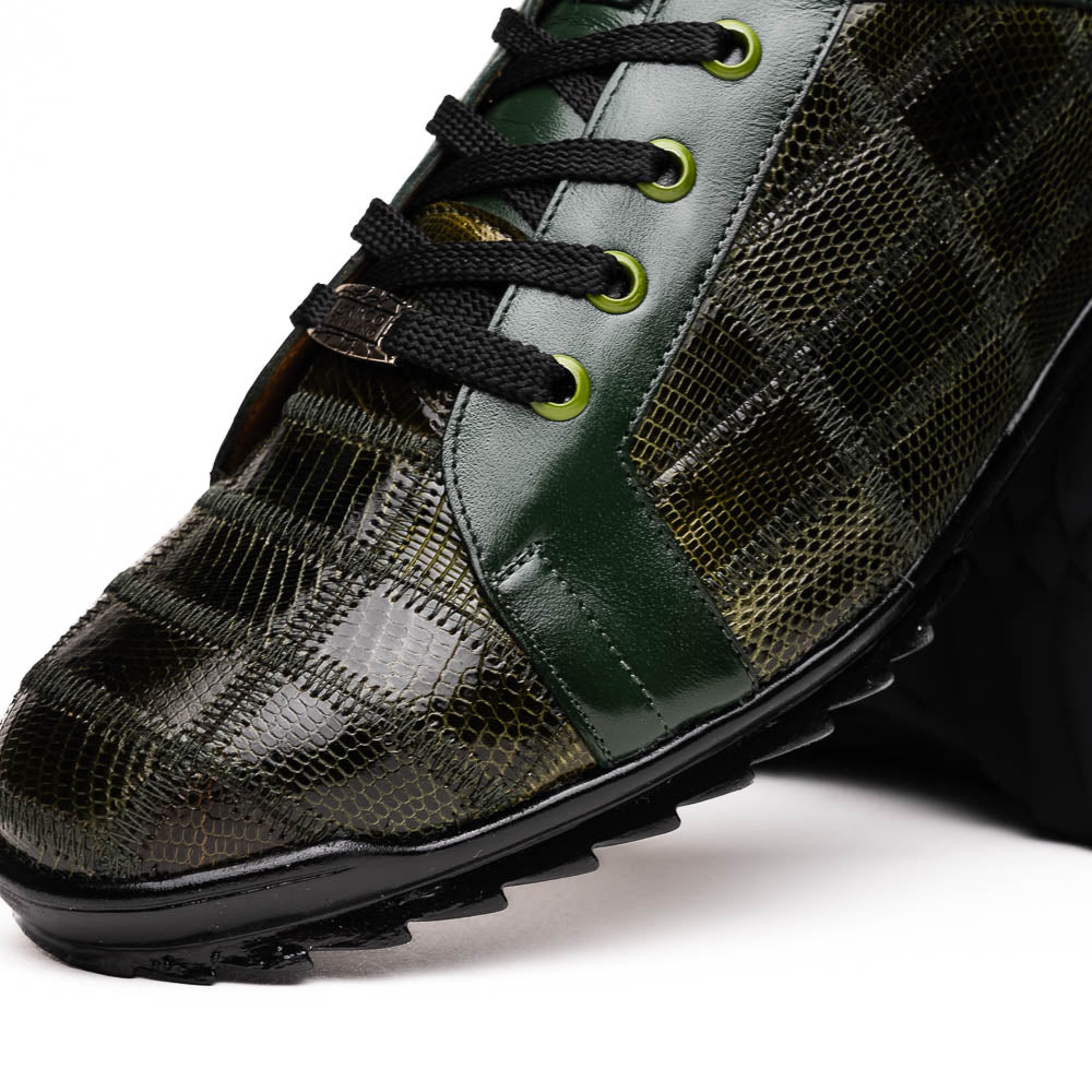 Marco Di Milano Bari Green Lizard Patchwork Leather Sneakers - Dudes Boutique