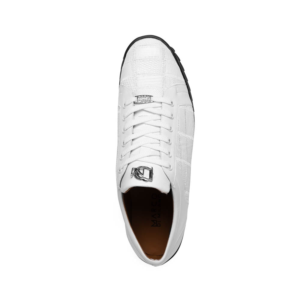 Marco Di Milano Bari White Lizard Patchwork Leather Sneakers - Dudes Boutique