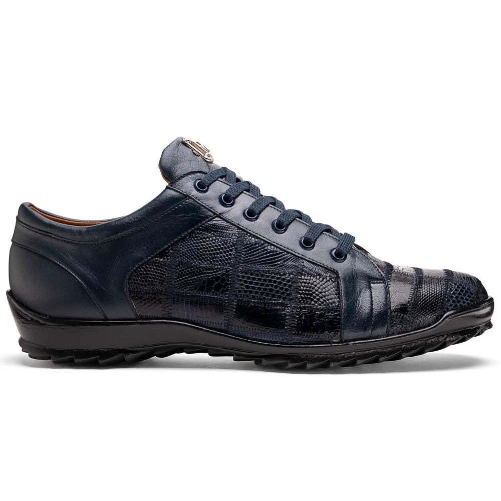 Marco Di Milano Bari Navy Lizard Patchwork Leather Sneakers - Dudes Boutique