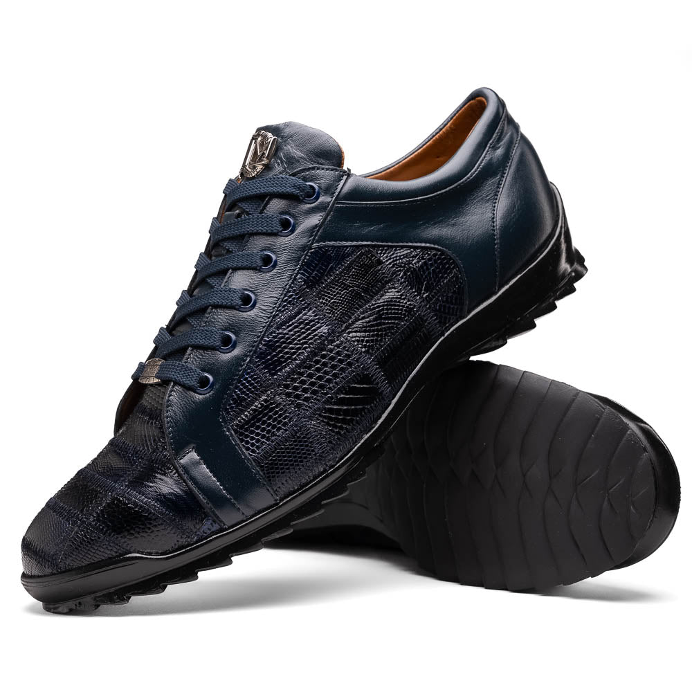 Marco Di Milano Bari Navy Lizard Patchwork Leather Sneakers - Dudes Boutique