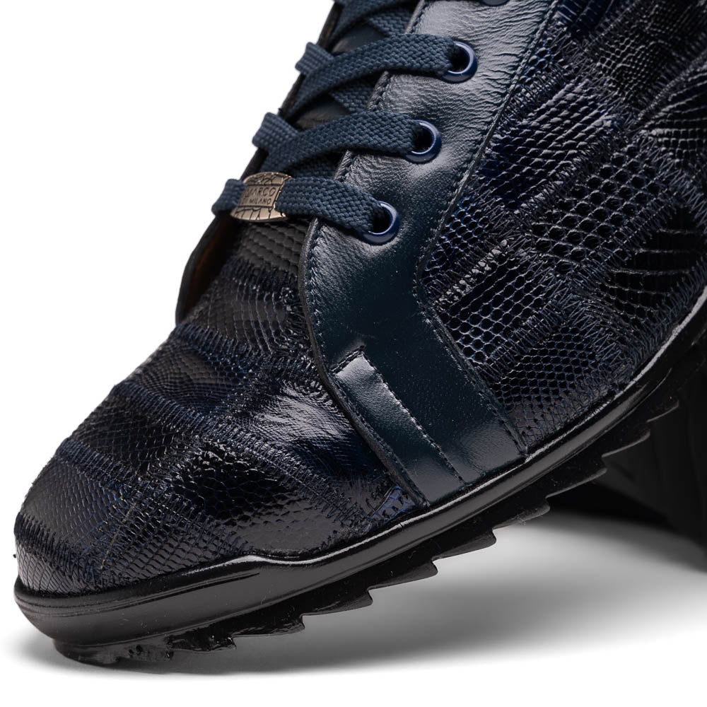 Marco Di Milano Bari Navy Lizard Patchwork Leather Sneakers - Dudes Boutique