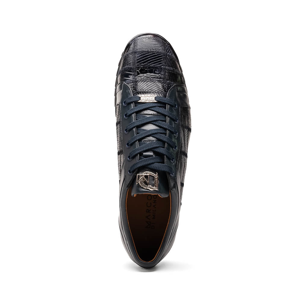 Marco Di Milano Bari Navy Lizard Patchwork Leather Sneakers - Dudes Boutique