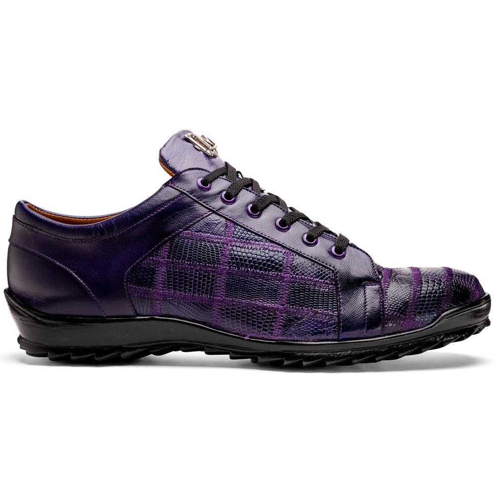 Marco Di Milano Bari Purple Lizard Patchwork Leather Sneakers - Dudes Boutique