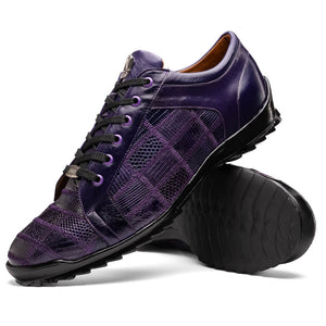 Marco Di Milano Bari Purple Lizard Patchwork Leather Sneakers - Dudes Boutique