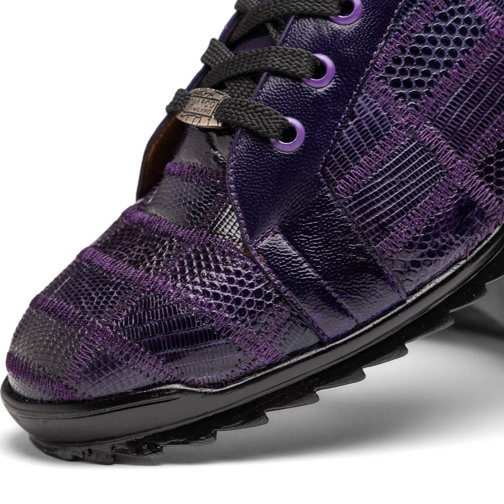 Marco Di Milano Bari Purple Lizard Patchwork Leather Sneakers - Dudes Boutique