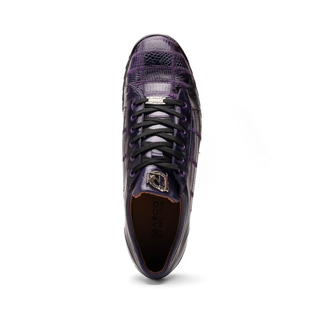 Marco Di Milano Bari Purple Lizard Patchwork Leather Sneakers - Dudes Boutique