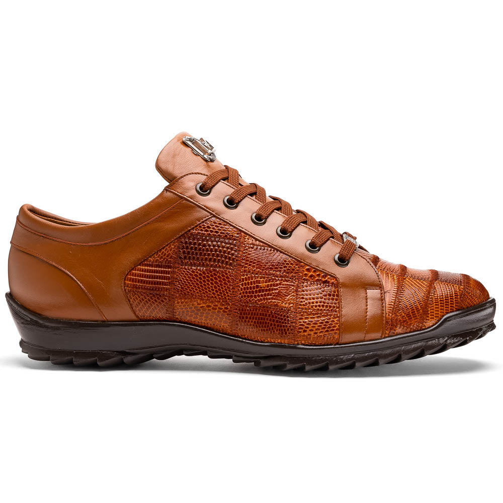 Marco Di Milano Bari Cognac Lizard Patchwork Leather Sneakers - Dudes Boutique