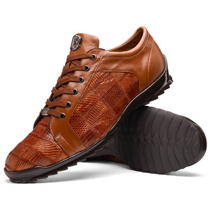 Marco Di Milano Bari Cognac Lizard Patchwork Leather Sneakers - Dudes Boutique