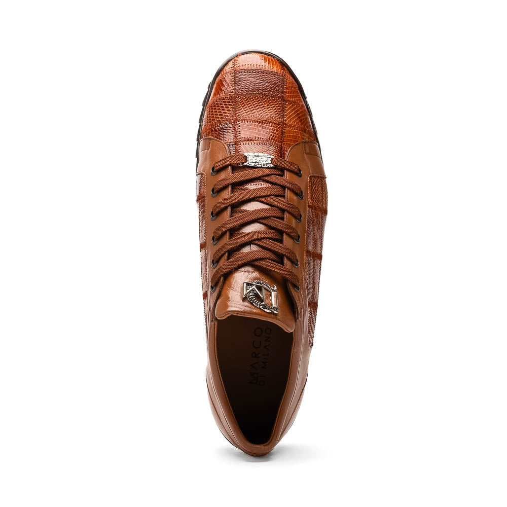 Marco Di Milano Bari Cognac Lizard Patchwork Leather Sneakers - Dudes Boutique